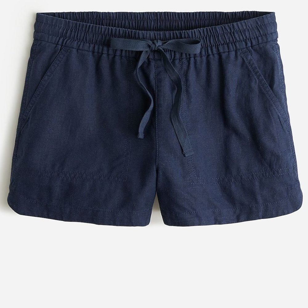 Jcrew linen drawstring shorts navy